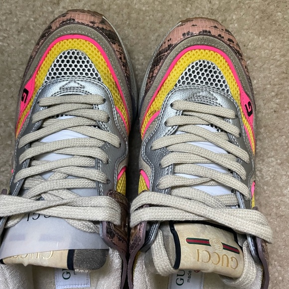 GUCCI women’s Ultrapace multicolor sneakers | snake print sz 37 - Picture 8 of 14